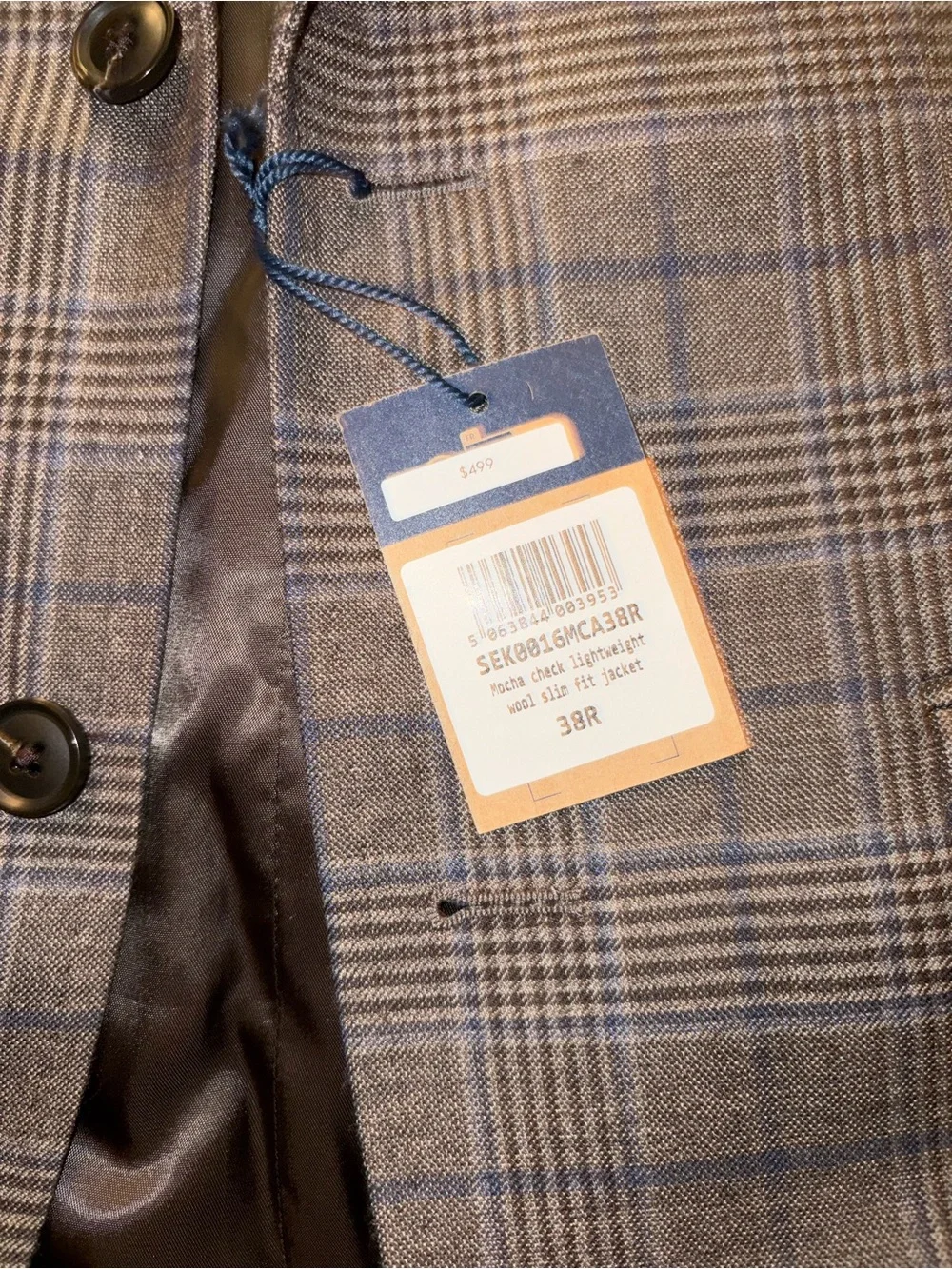 Charles Tyrwhitt Lightweight Wool Check Jacket - Mocha 38R *Brand New With Tags*
